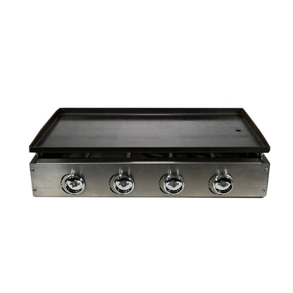 WoodEze 4-Burner Flat Top Griddle Gas Grill - Black and Stainless Steel