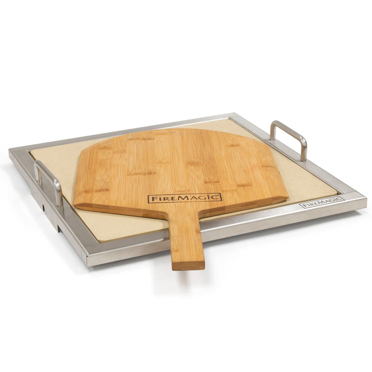 FireMagic Pizza Stone Kit with Wooden Pizza Peel - 3514