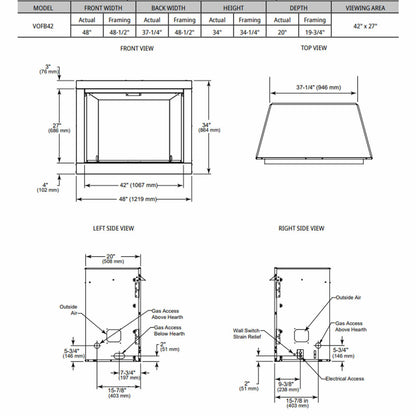 Outdoor Lifestyles 42" Vesper Firebox - Traditional Refractory - VOFB42-T