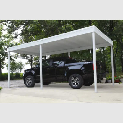 Arrow Freestanding Carport/Patio Cover, 10x20 - Hot Dipped Galvanized Steel with Vinyl Coating, Eggshell Finish, and Flat Roof