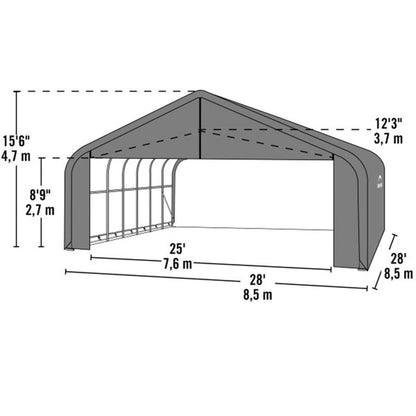 ShelterCoat 28 x 28 Garage With 15.5 Peak Roof - Green