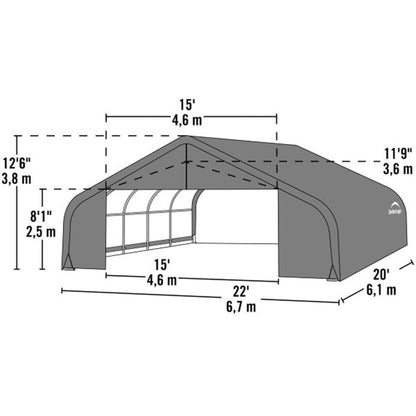 ShelterCoat 22' x 20' Garage w/Peak Roof - Grey