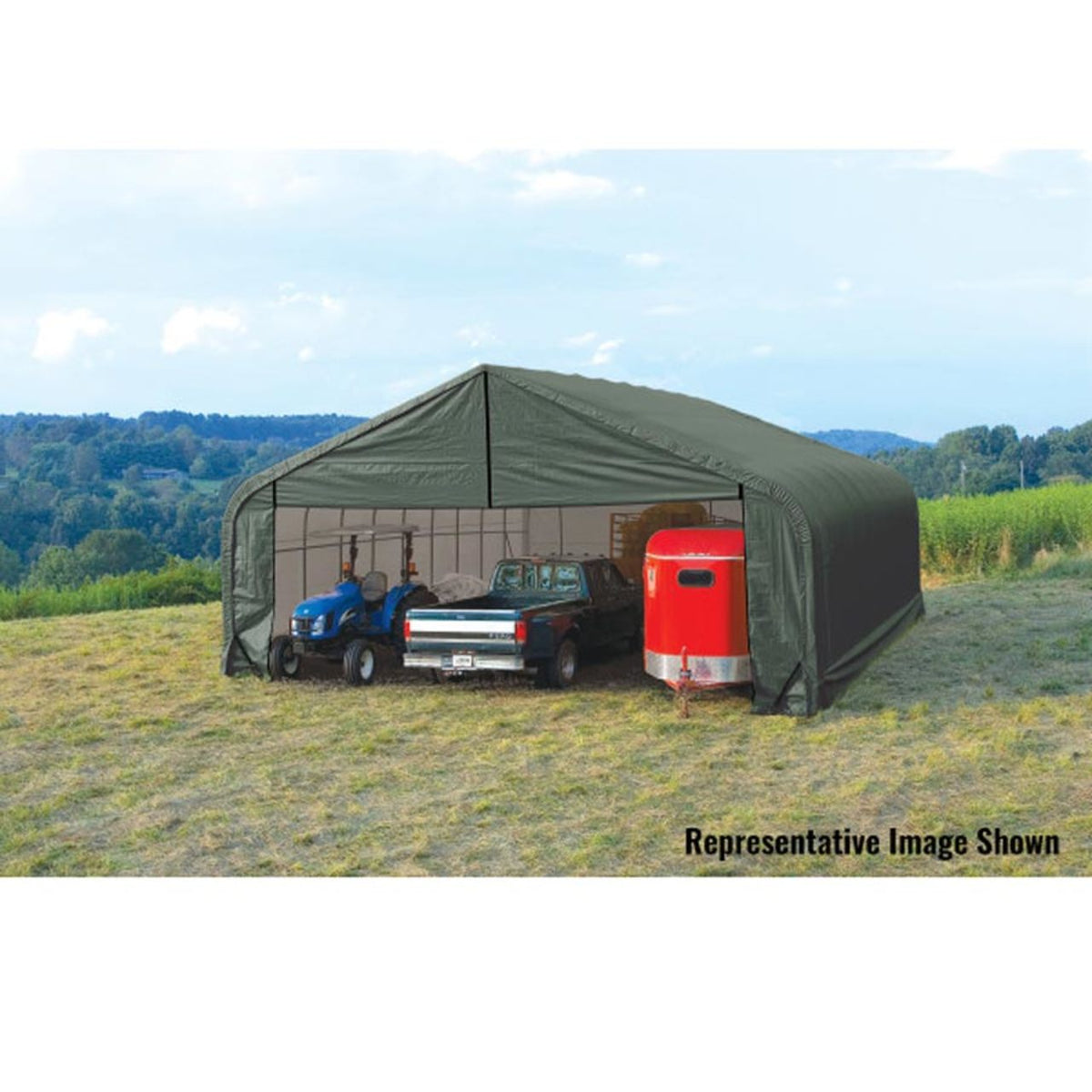 ShelterCoat 28' x 28' Garage With 15.5' Peak Roof - Green