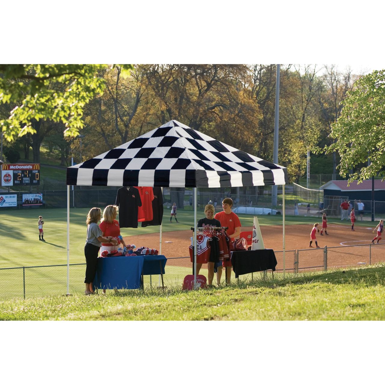 Pop-Up HD 10' x 10' Straight Leg Canopy -  Checkered Flag