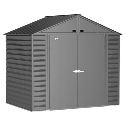 Arrow Select 8' x 6' Steel Storage Shed - Charcoal