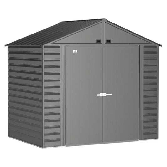 Arrow Select 8' x 6' Steel Storage Shed - Charcoal