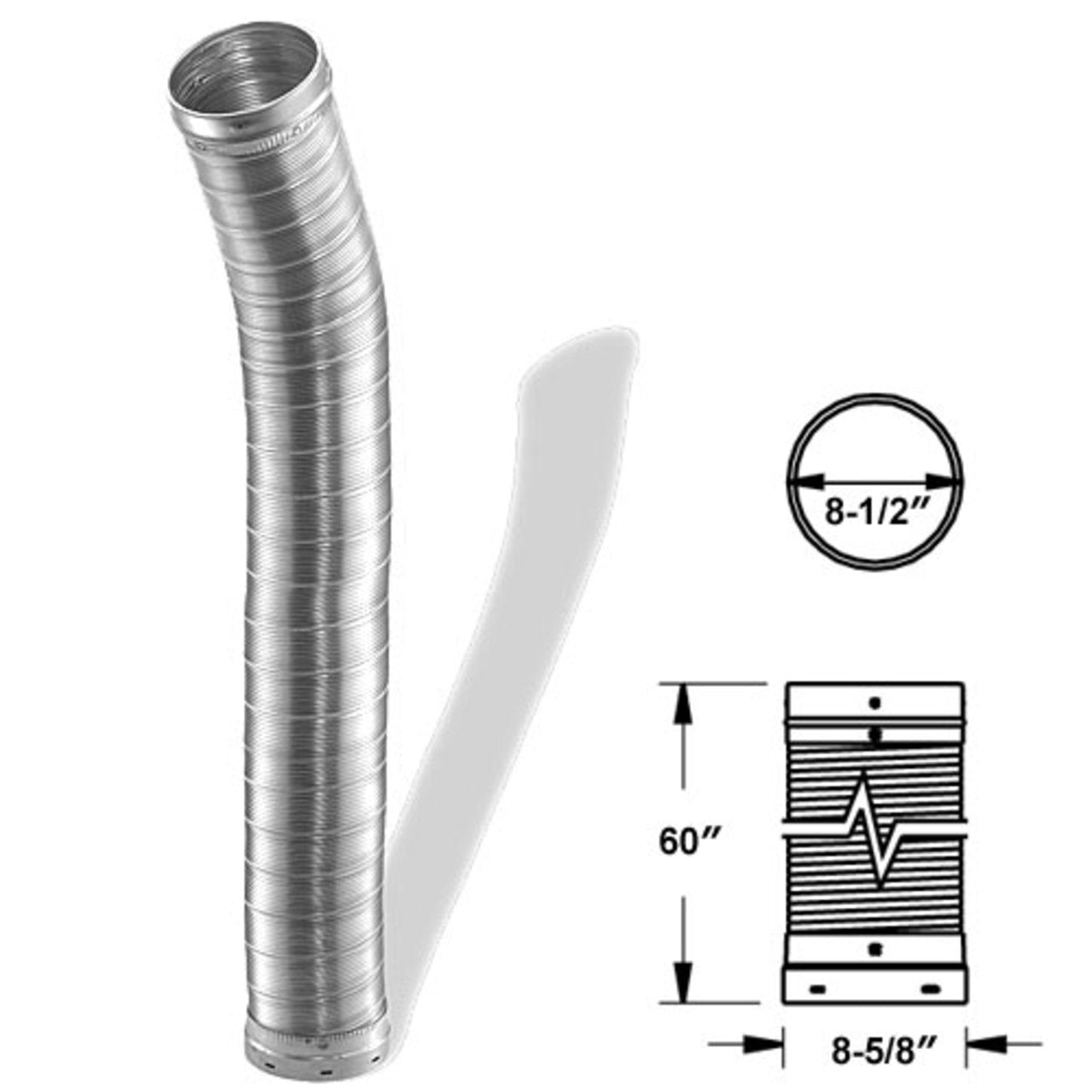 8" x 60" DuraLiner Round Flex Chimney Relining Pipe - 8DLR-60F