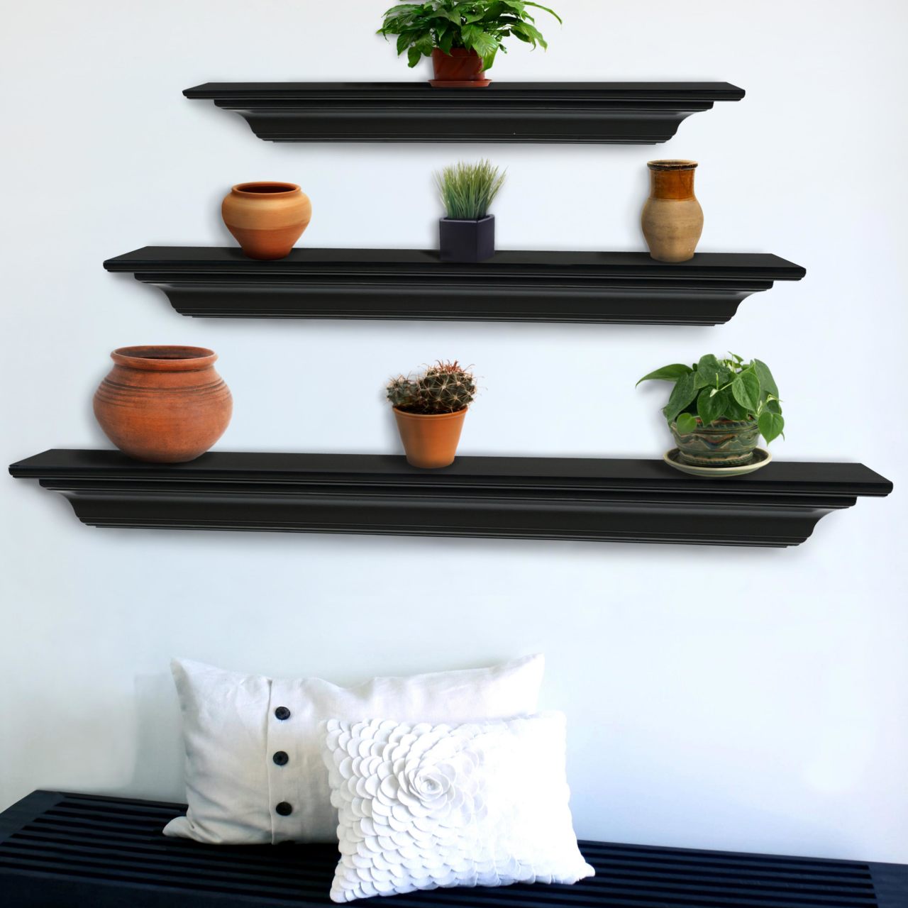 60" Crestwood MDF Fireplace Shelf by Pearl Mantels - Black Paint Finish