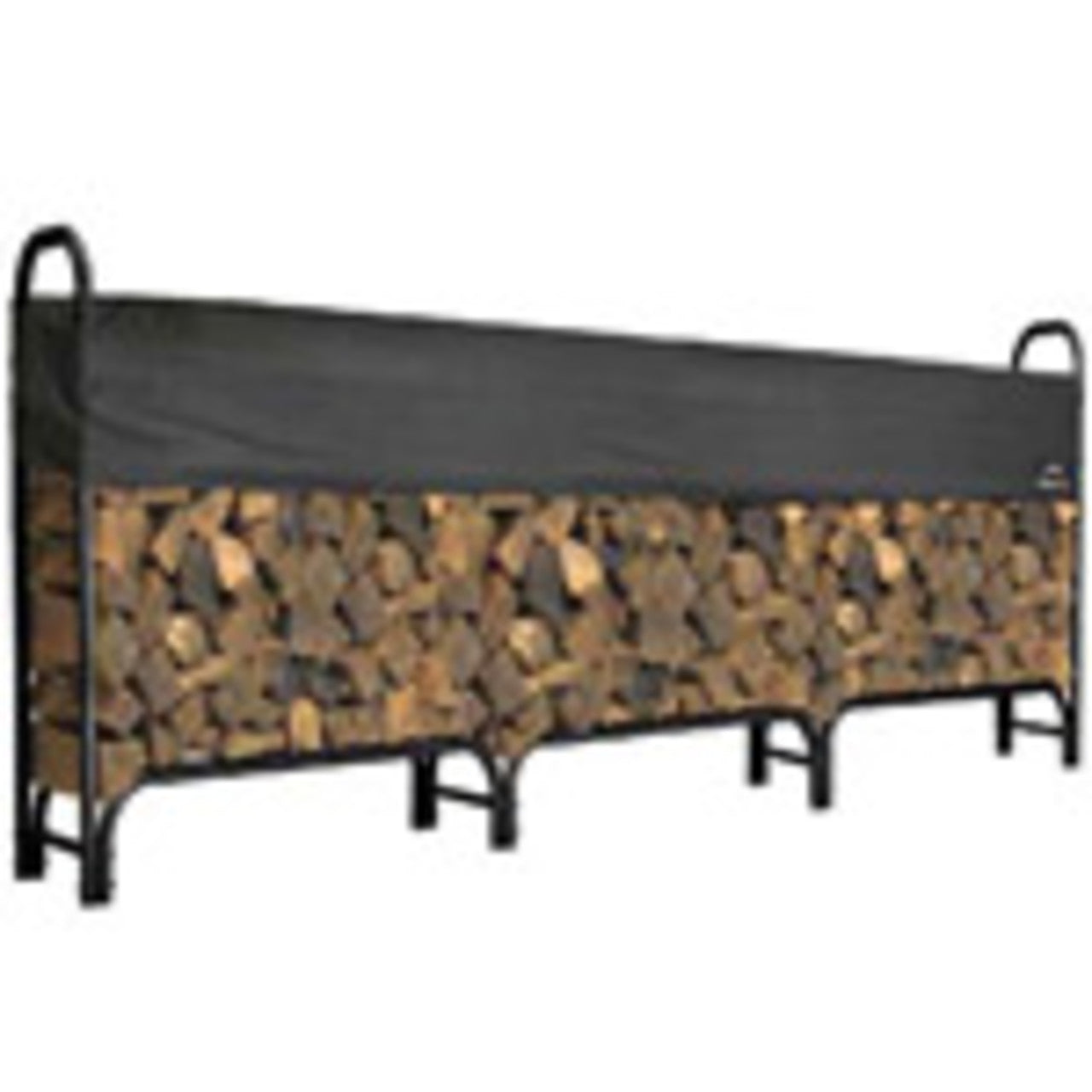 144" Covered Firewood Rack with Black Powder Coated Finish