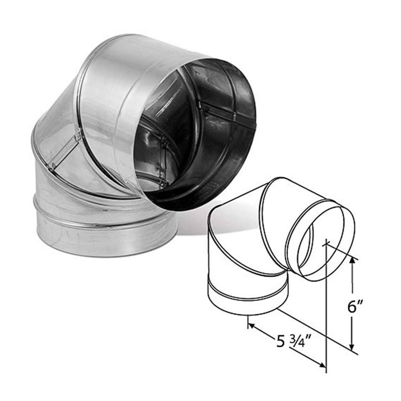 6" DuraBlack Stainless Steel 90 Deg. Elbow - 6DBK-E90SS