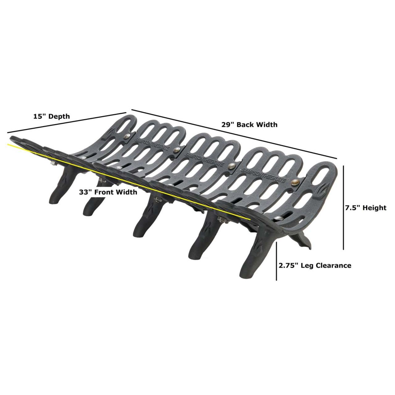 36" Sampson Fireplace Grate