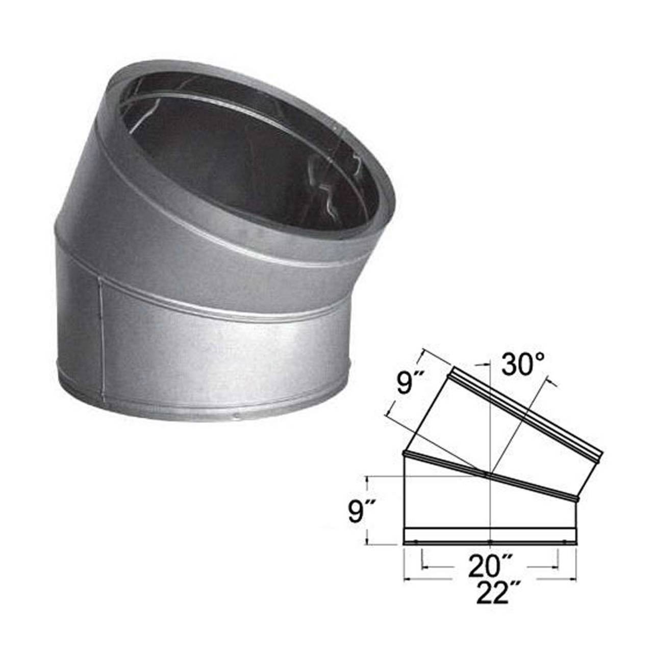 20'' DuraTech 30 Degree Galvanized Elbow - 20DT-E30