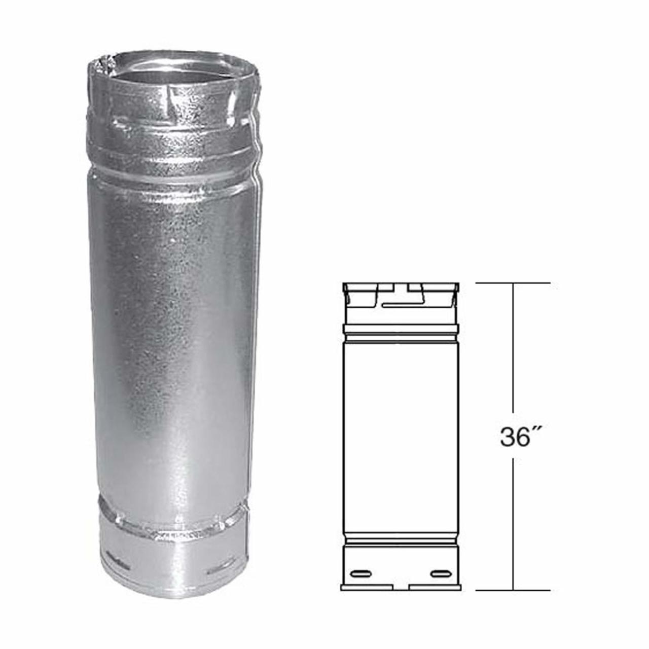 4" x 36" PelletVent Pro Galvalume Pellet Stove Chimney Pipe - 4PVP-36