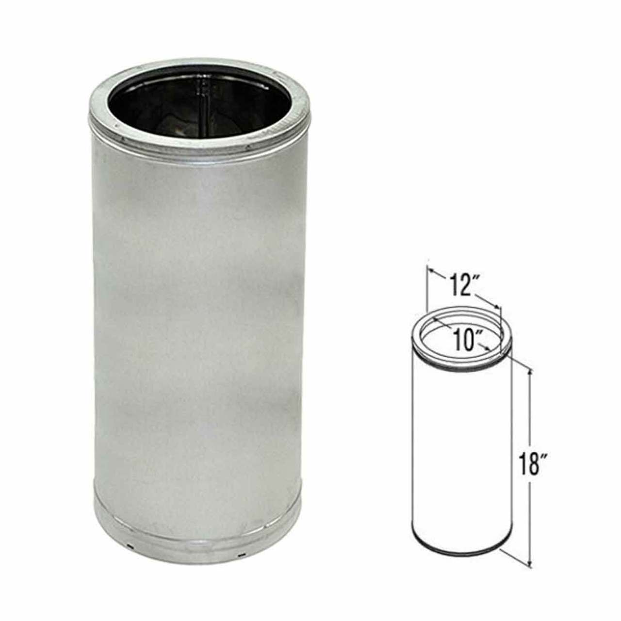 10" x 18" DuraTech Galvanized Chimney Pipe - 10DT-18