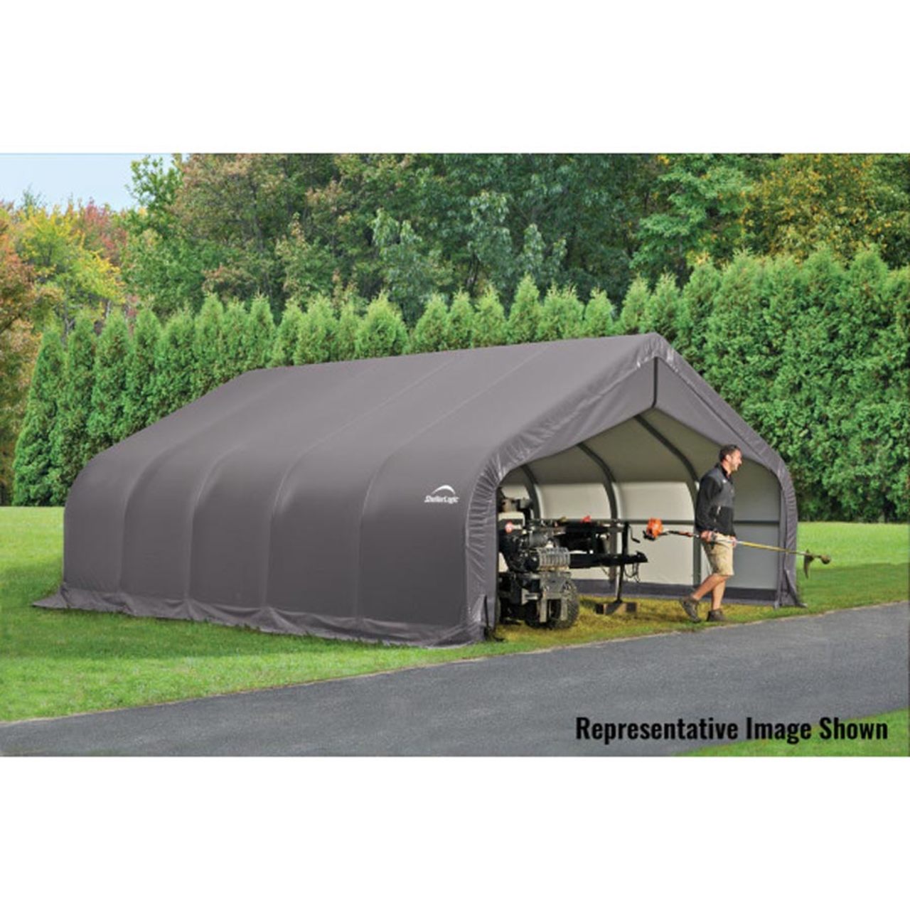 ShelterCoat 18' x 20' Garage With Peak Roof - Gray