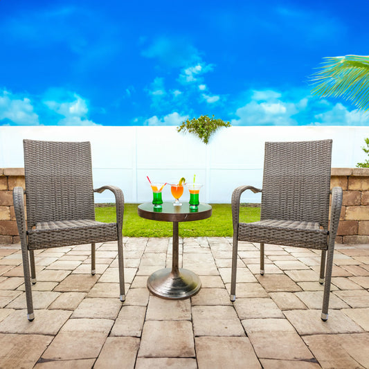 Fire Sense Weathered Gray Morgan Outdoor Wicker Stacking Chair - Set of 2 - 65254 (64529)
