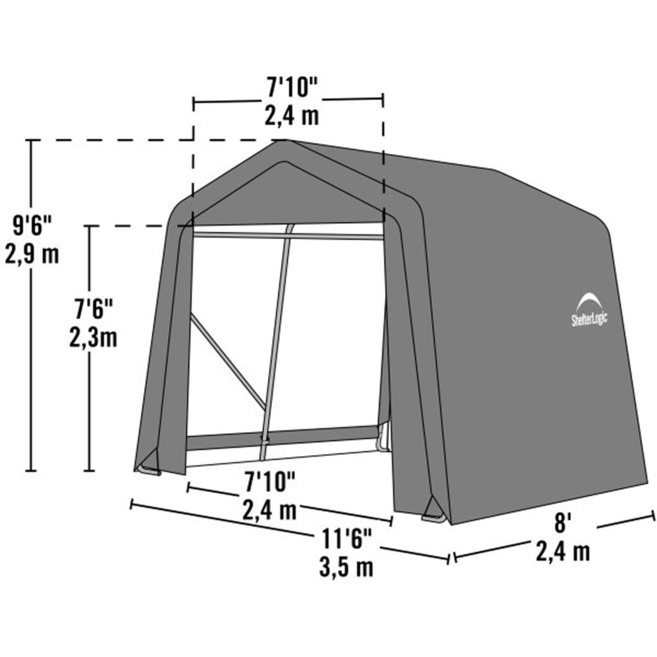 ShelterCoat 11' x  8' Garage With Peak Roof - Gray