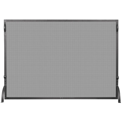 Large 50" Single Panel Black Wrought Iron Screen