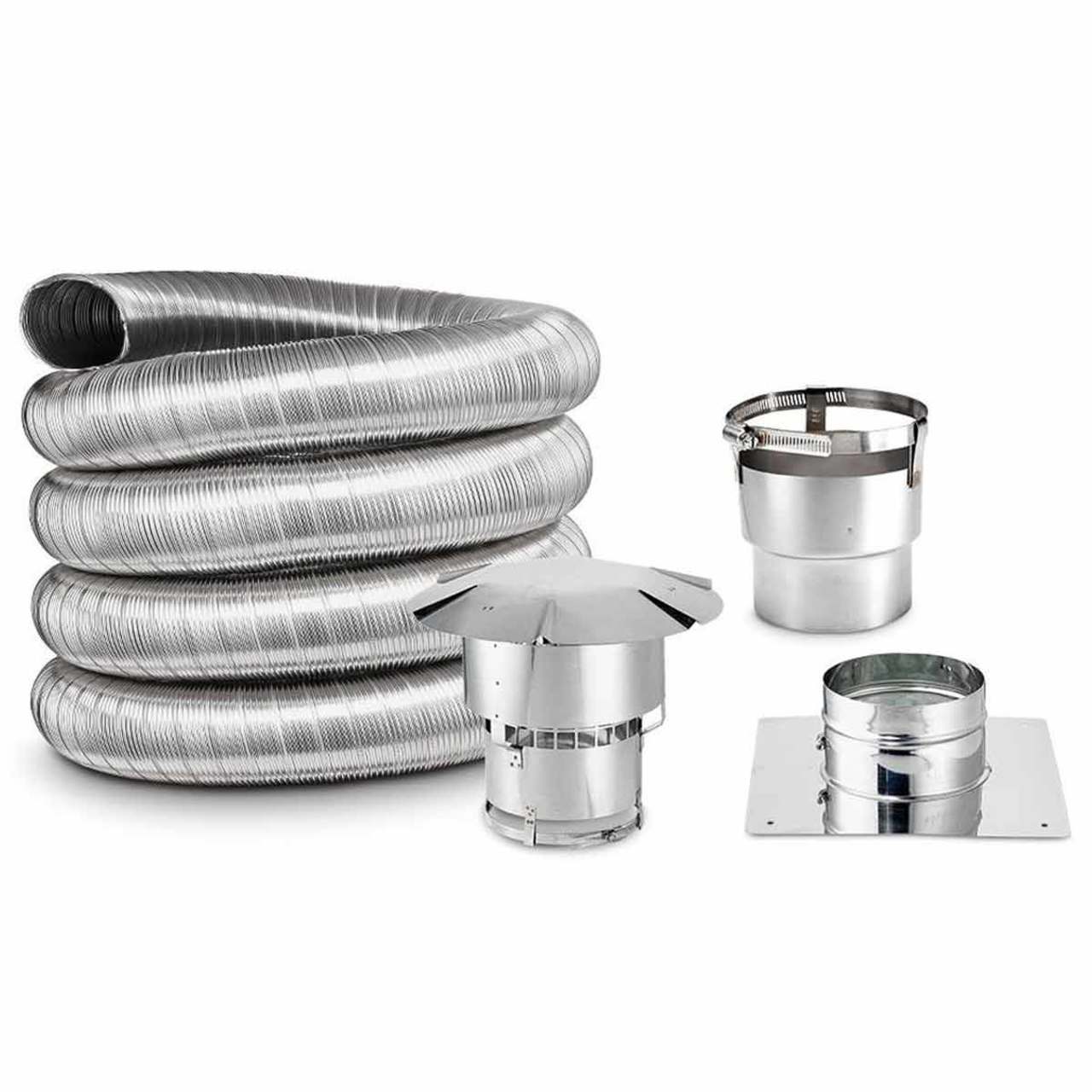 7" x 35' Lifetime Chimney Single-Wall Liner Kit with Stove Adapter