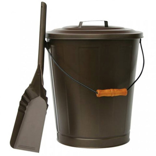 Bronze Ash Bin with Lid and Shovel