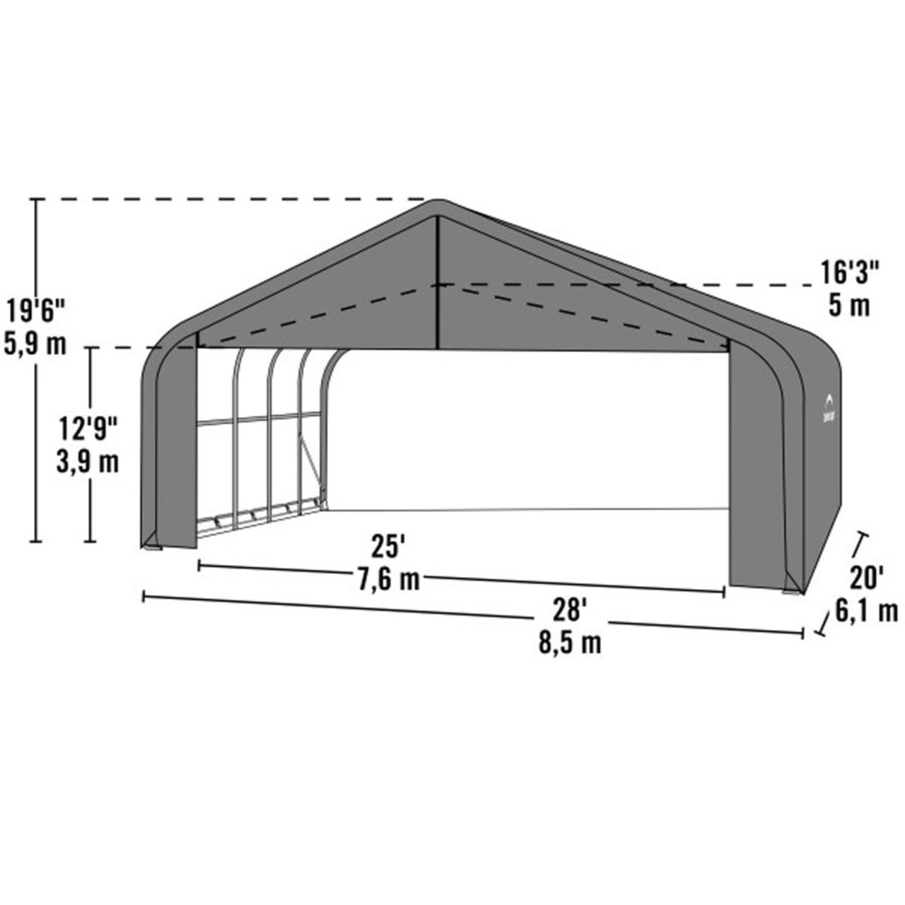 ShelterCoat 28' x 20' Garage With Peak Roof - Green