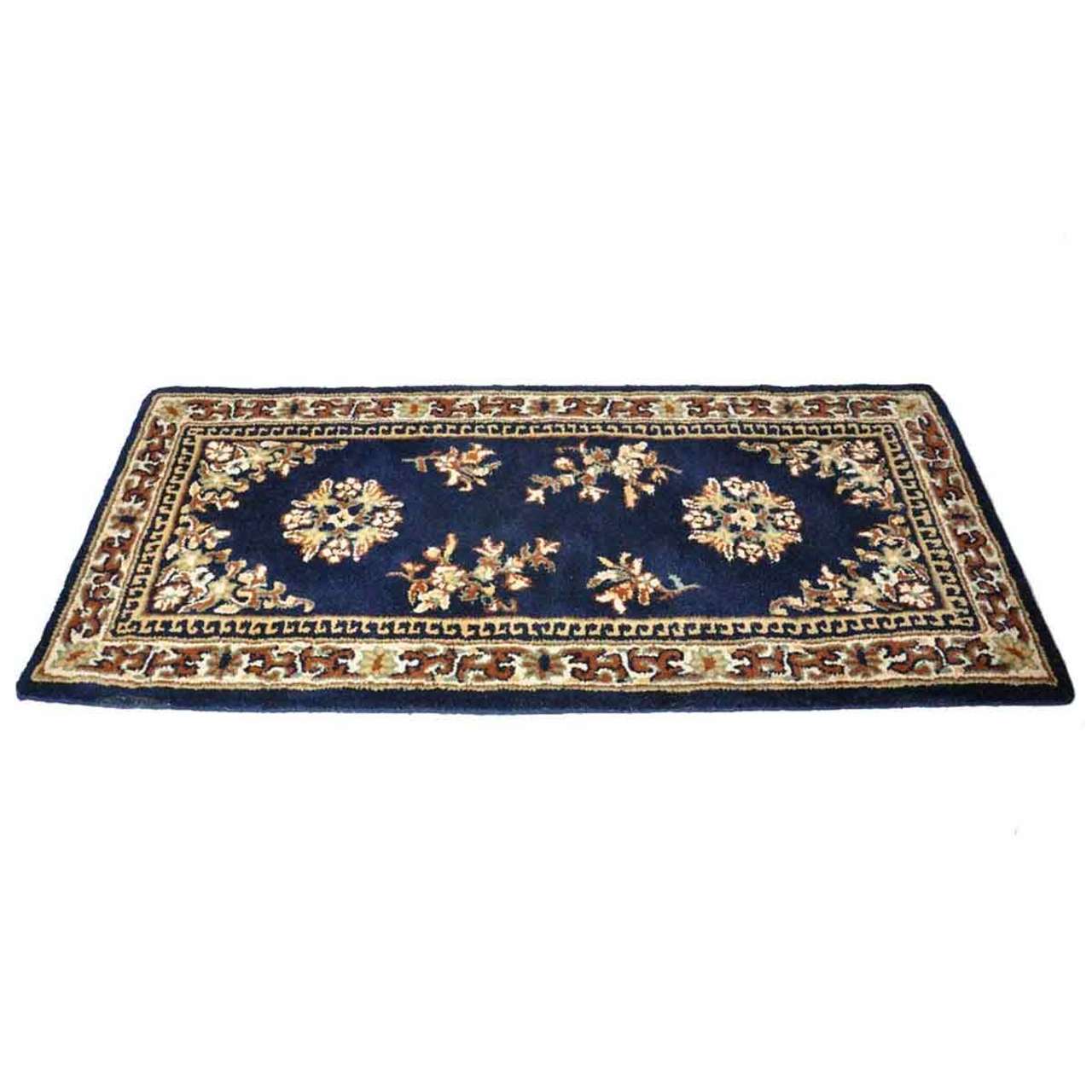 56" Rectangle Blue Oriental Fireplace Rug