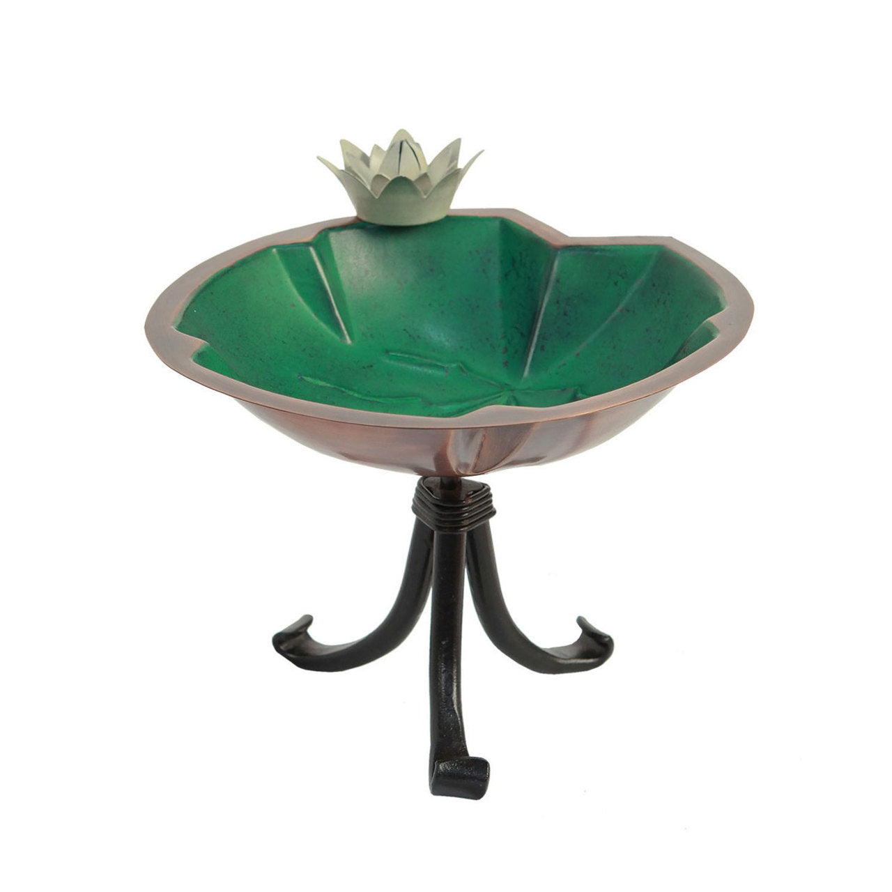 12.5" Lilypad Birdbath with Tripod Stand - Green