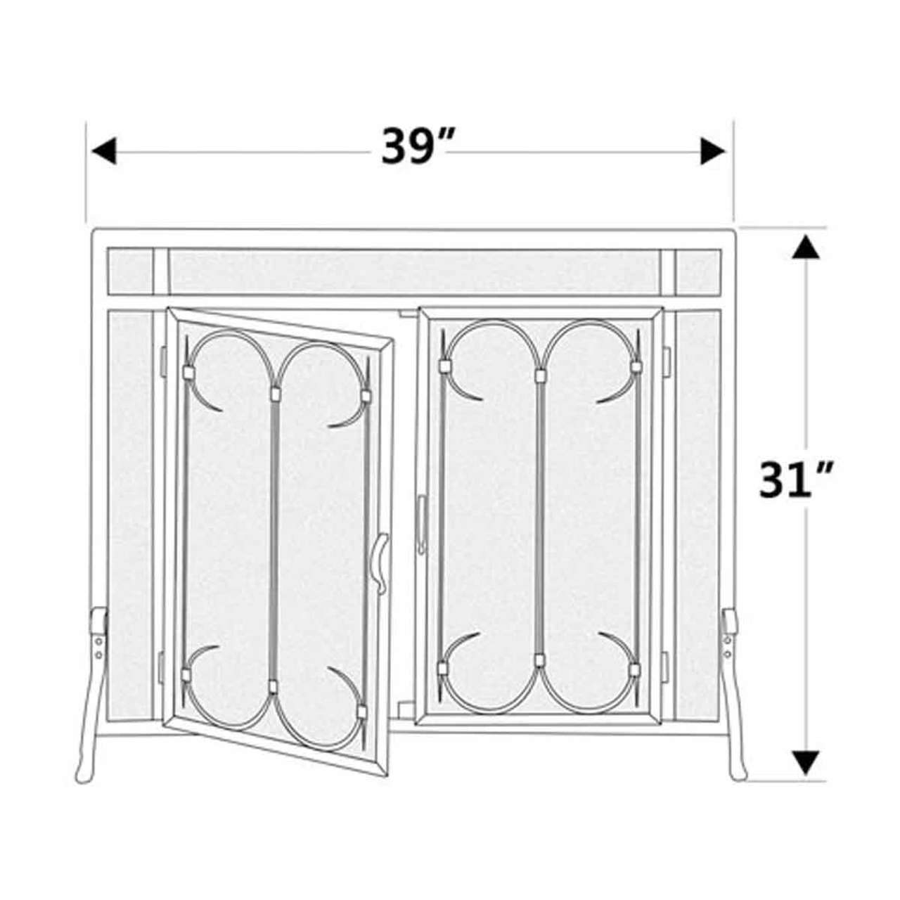 Pilgrim Iron Gate Fireplace Screen w/ Straight Doors - Burnished Black 39'' x 31''