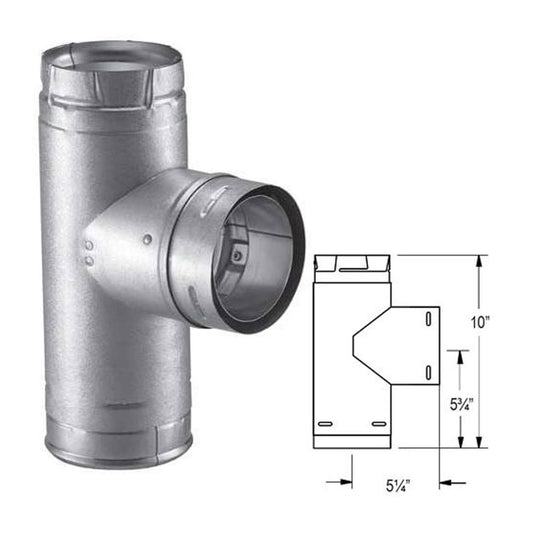 3" PelletVent Pro Galvalume Single Tee with Clean-Out Tee Cap - 3PVP-T