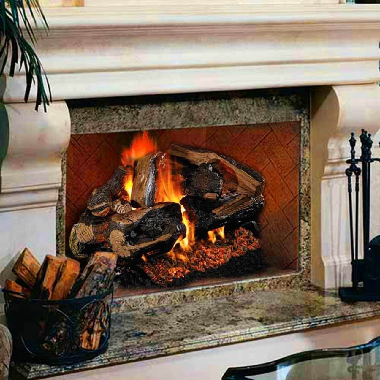 24'' Peterson Real Fyre Charred Rugged Split Oak Vented Gas Log Kit