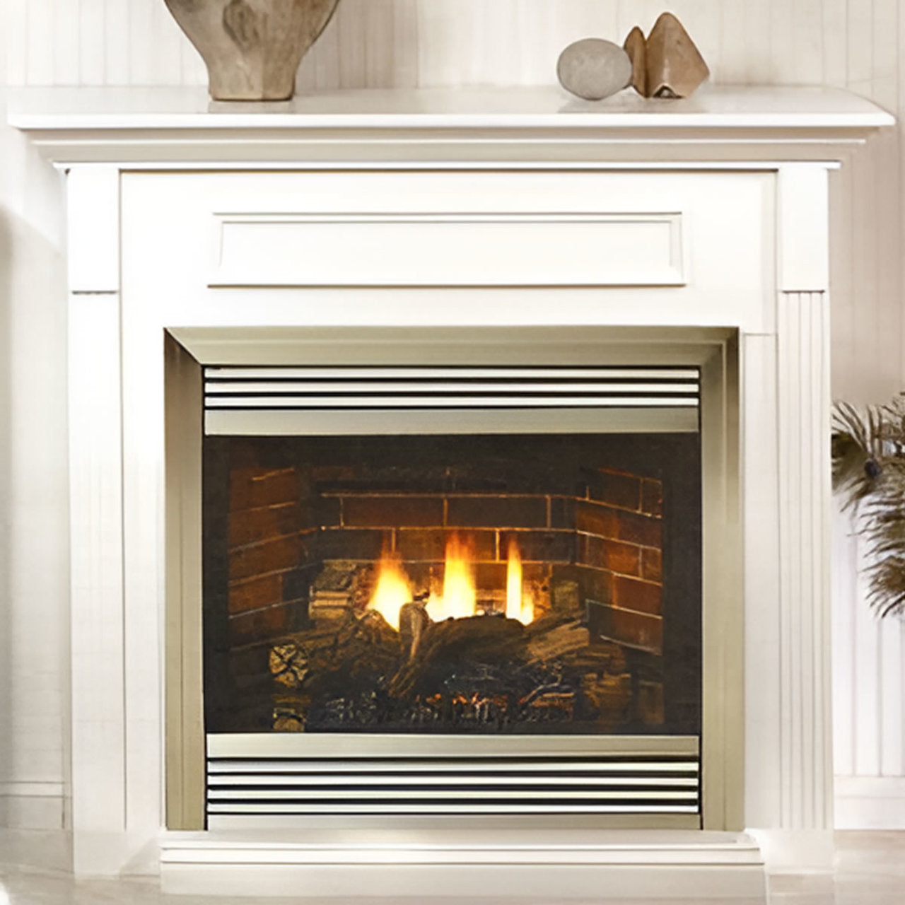 White Mountain Hearth Cabinet Mantel with Base, White EMBF4SW