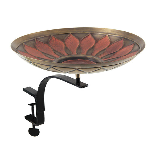 Red African Daisy Birdbath with Rail Mount Bracket