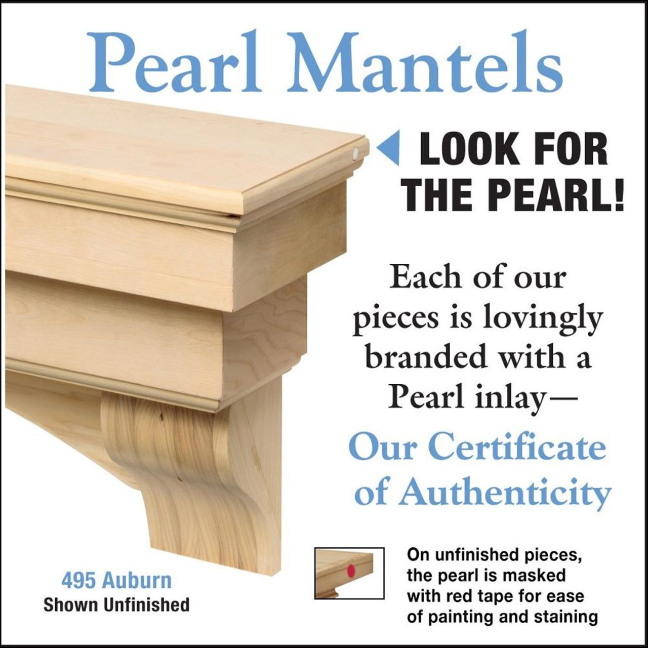 60" Auburn Unfinished Fireplace Shelf by Pearl Mantels