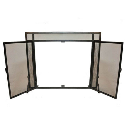 Pilgrim Vintage Forged Iron Fireplace Screen with Doors - 39" W x 31" H
