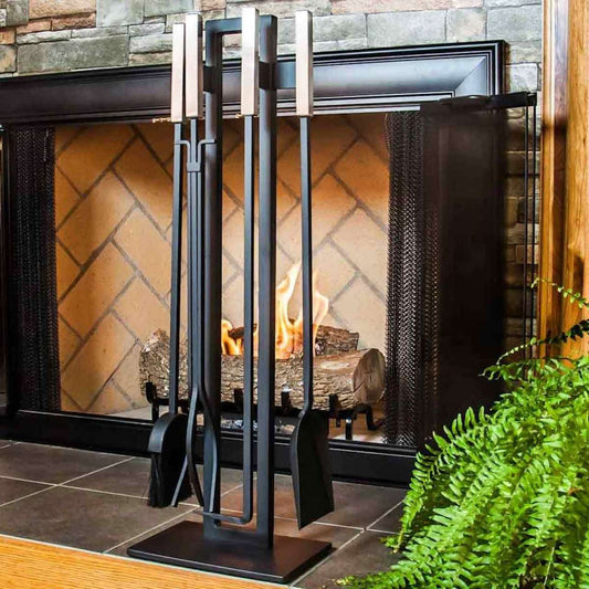 Pilgrim 5 Piece Matte Black Modern Tool Set - Brushed Steel Handles