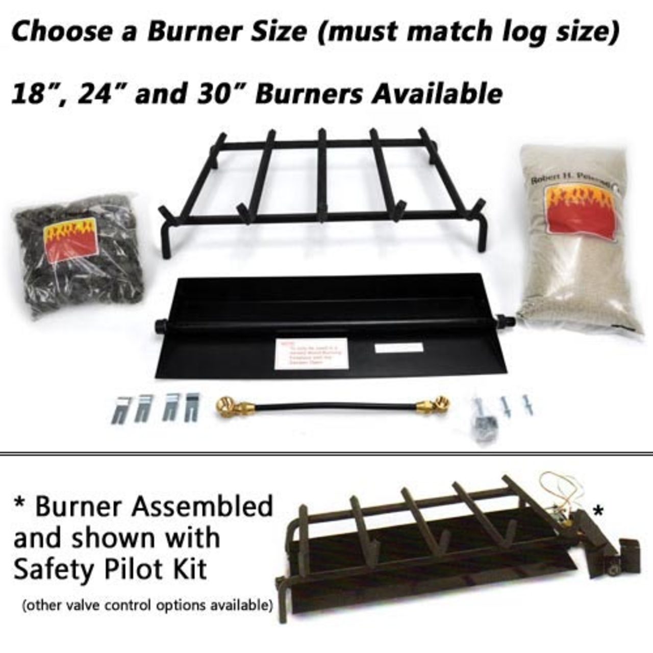 18''-30'' Peterson Real Fyre Charred Split Oak Vented Propane Gas Log Kit