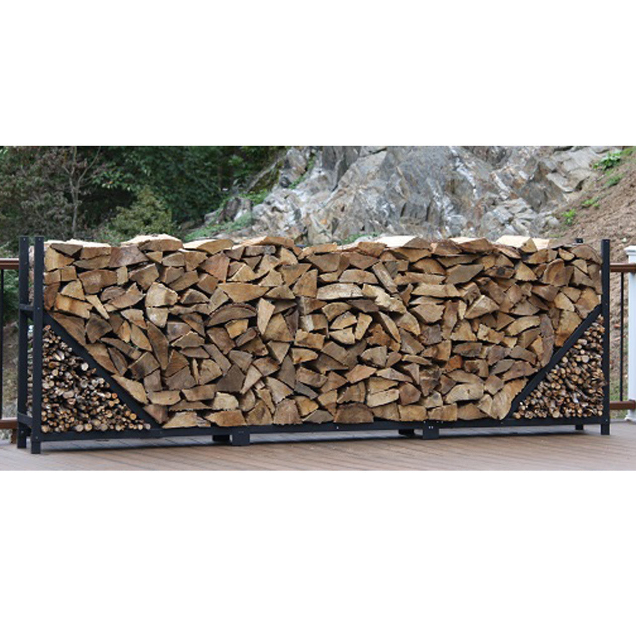 SHELTER-IT 12' Black Firewood Storage Rack with Kindling Storage - No Cover