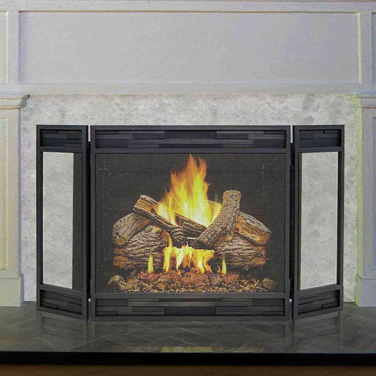Pilgrim 50" x 30" Natural Iron Lanier Tri-Panel Fireplace Screen