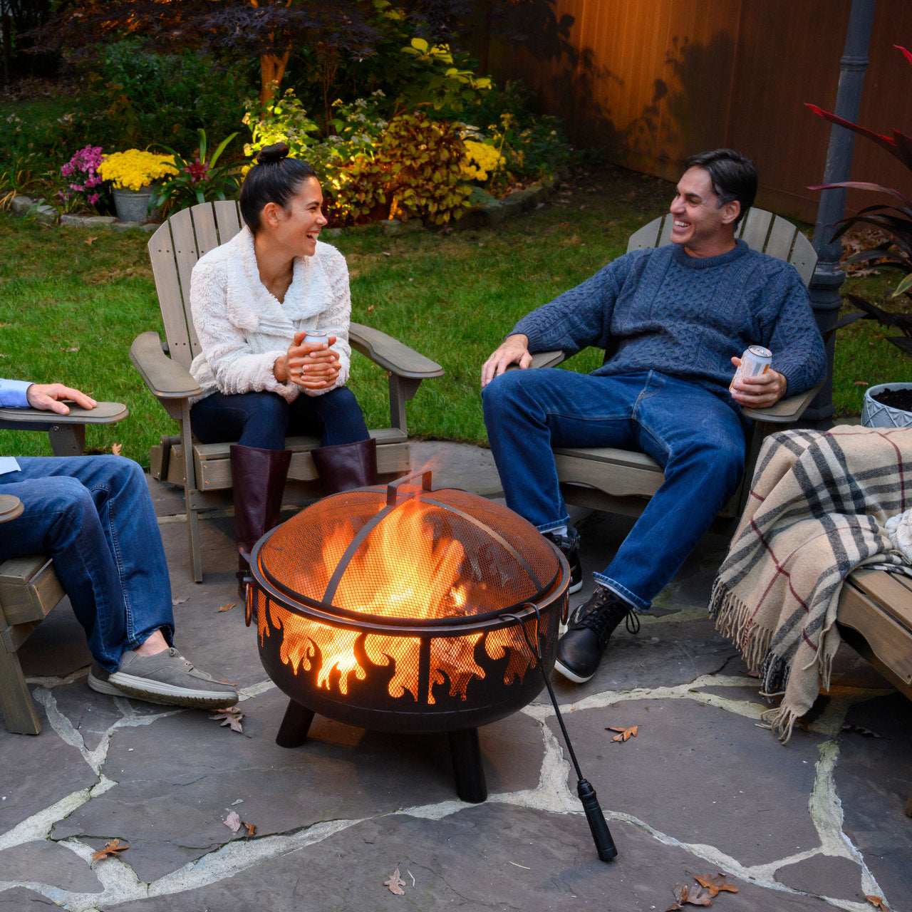 Black Wood Burning Fire Pit w/ Flames