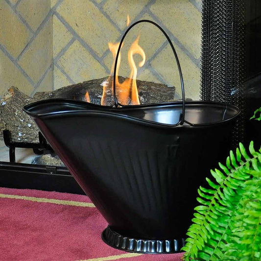 Black Fireplace Coal Hod with Wire Handle
