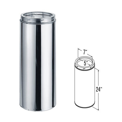 5" x 24" DuraTech Stainless Steel Chimney Pipe - 5DT-24SS