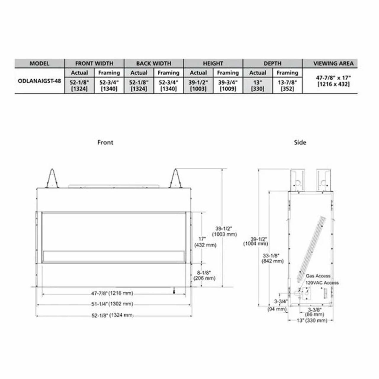 Outdoor Lifestyles 48" Lanai Linear Fireplace - ODLANAIGST-48
