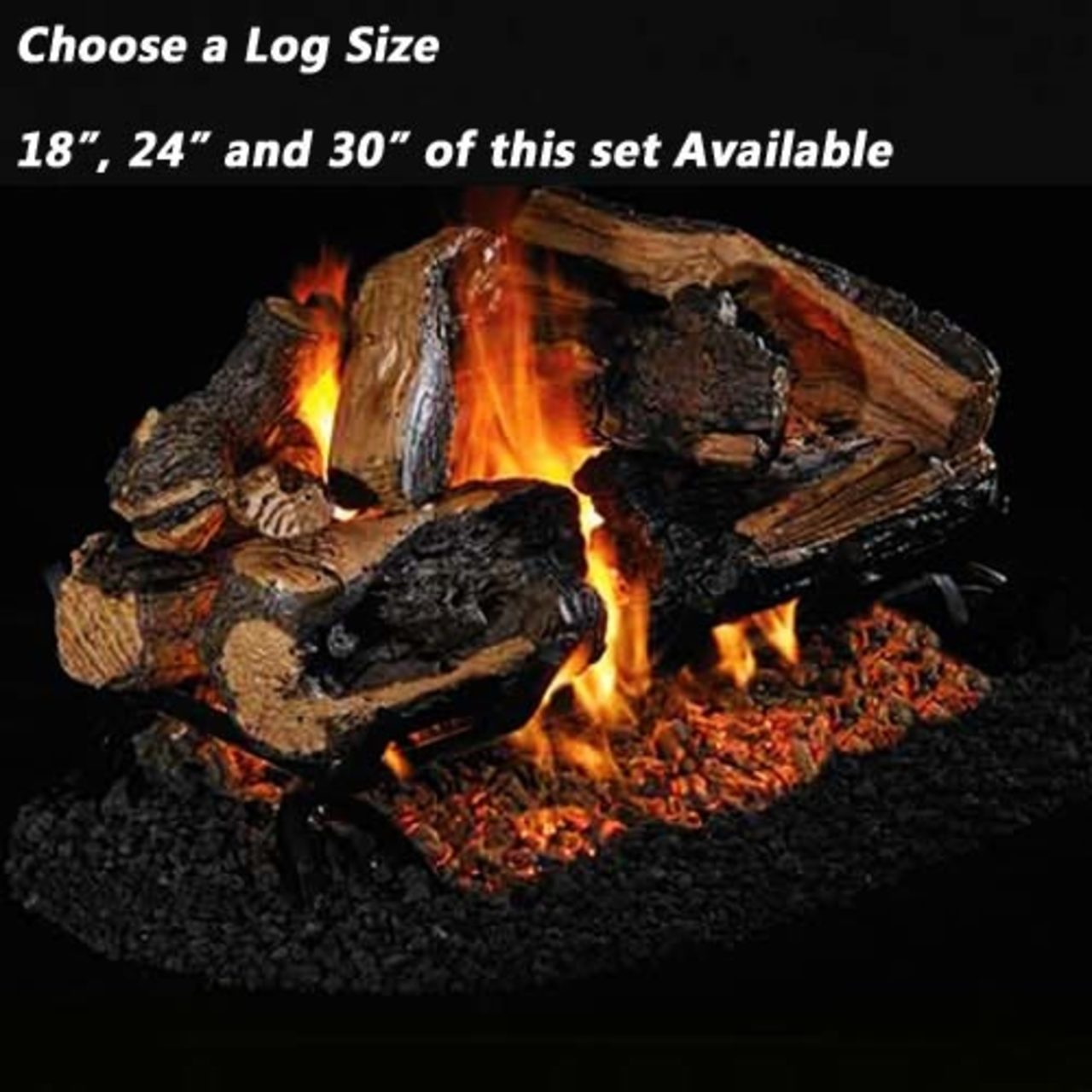 18''-30'' Peterson Real Fyre Charred Rugged Split Oak Vented Propane Gas Log Kit