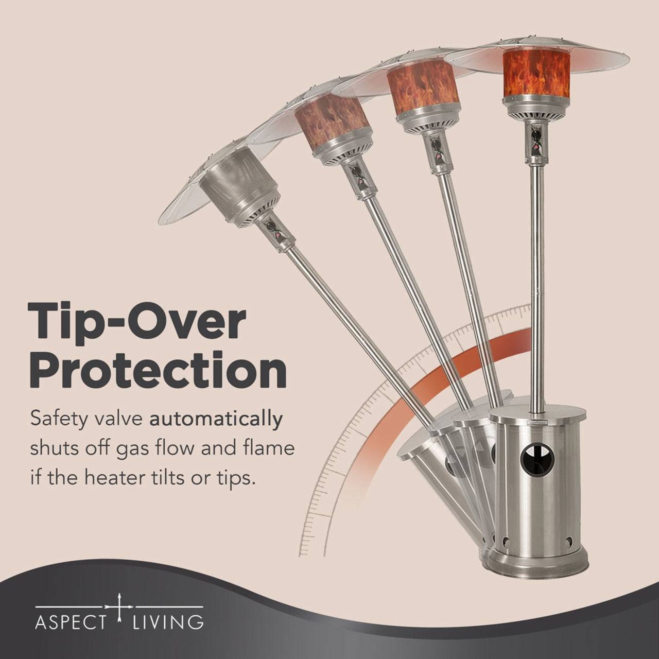 Fire Sense Stainless Steel Patio Heater with LED Table - 65046