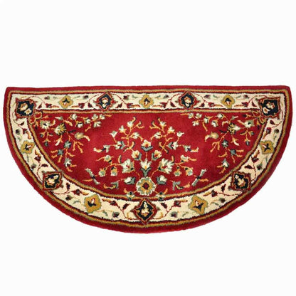 56" Half Round Burgundy Oriental Fireplace Rug