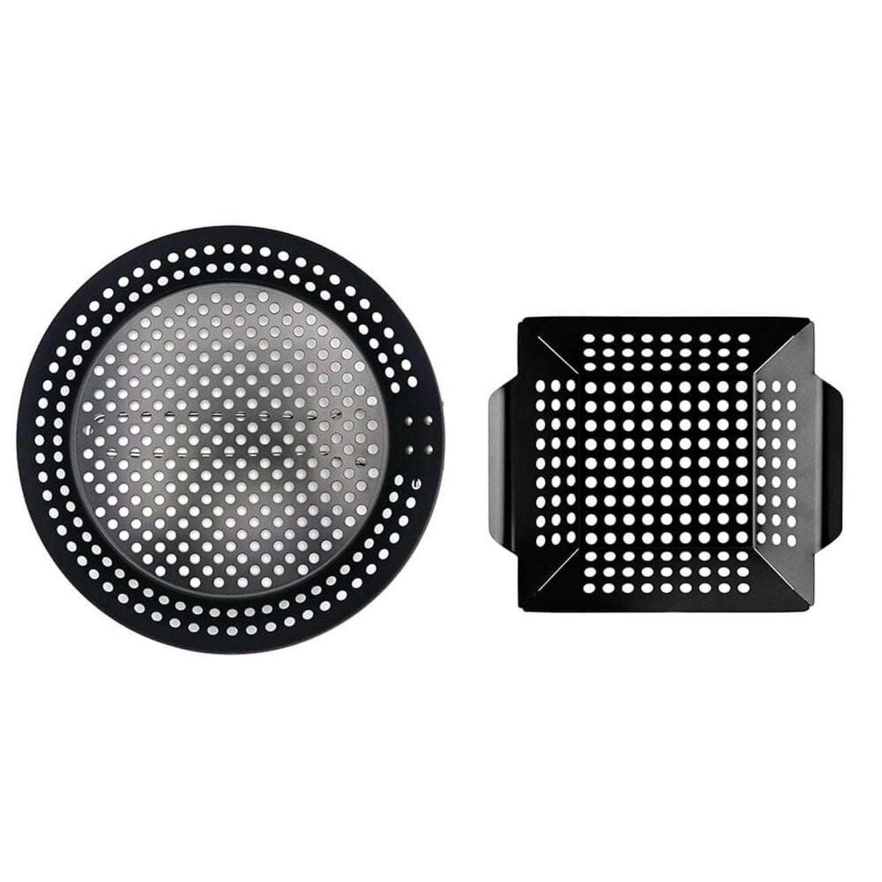 2 Piece Black Gourmet Grill Skillet & Mini Wok Set