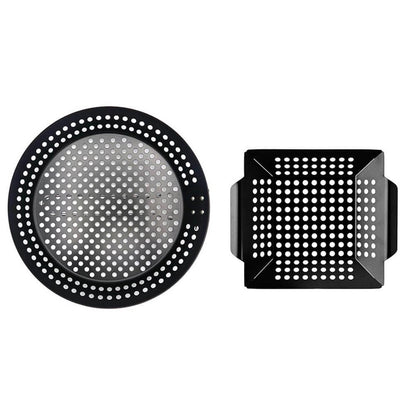 2 Piece Black Gourmet Grill Skillet & Mini Wok Set