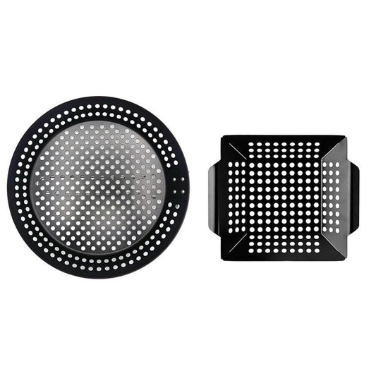 2 Piece Black Gourmet Grill Skillet & Mini Wok Set