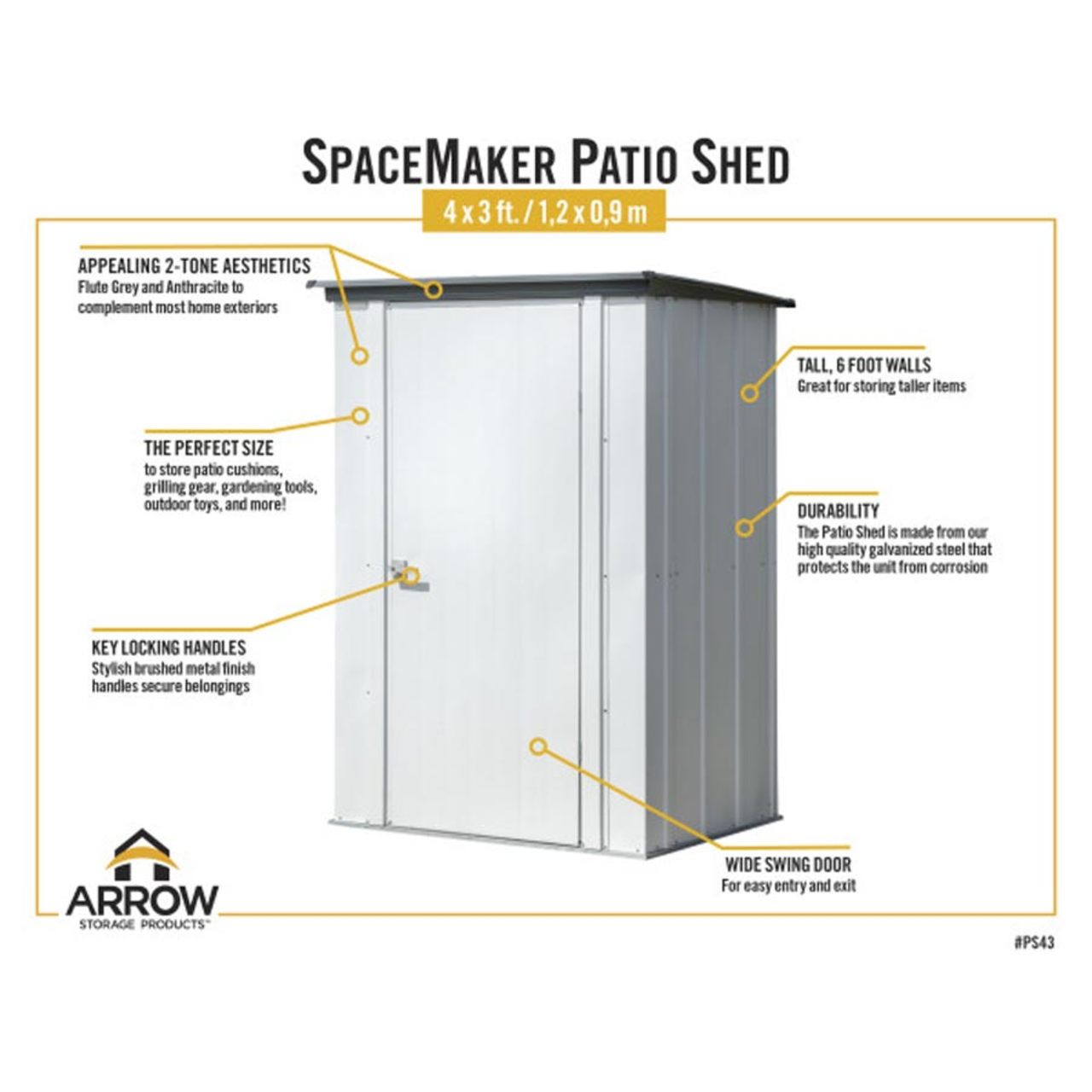 Spacemaker 4' x 3' Patio Shed - Flute Gray and Anthracite
