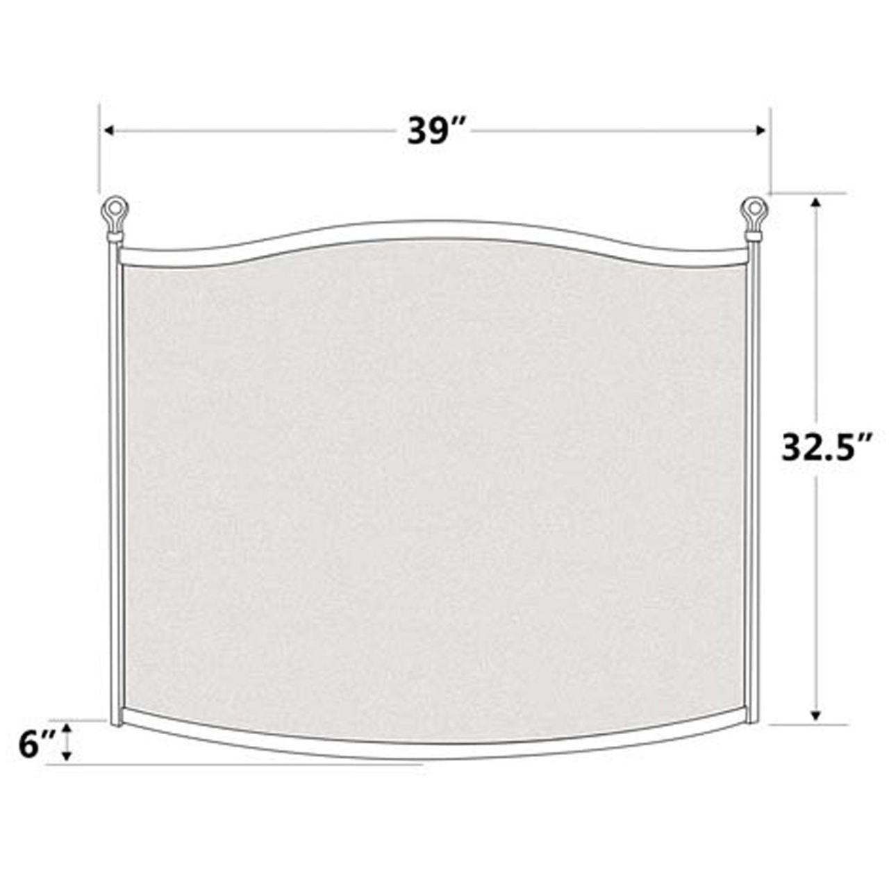 Pilgrim Ball & Claw Bowed Fireplace Screen - Burnished Black - 39" Wide x 22 1/2" High x 6" Deep